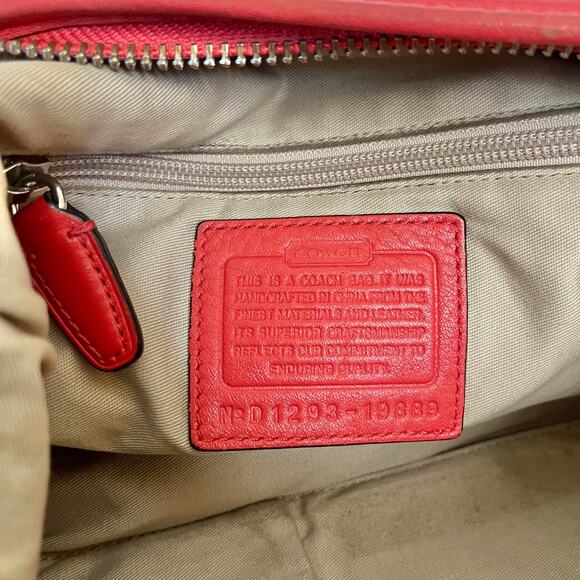 Coach Legacy Carnelian Leather Duffel #19889 - Coral Red Bucket Shoulder Bag - Picture 5 of 10